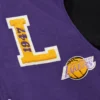 Los Angeles Lakers Team Legacy Full-Snap Satin Varsity PurpleBlack Jacket 2
