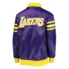 Los Angeles Lakers The Captain II Purple Satin Varsity Jacket 1