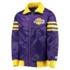 Los Angeles Lakers The Captain II Purple Satin Varsity Jacket
