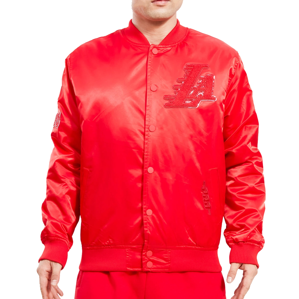 Los Angeles Lakers Triple Red Full-Snap Satin Varsity Red Jacket