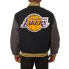 Los Angeles Lakers Two Tone Wool Varsity Jacket Black and Grey 1