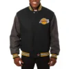 Los Angeles Lakers Two Tone Wool Varsity Jacket Black and Grey
