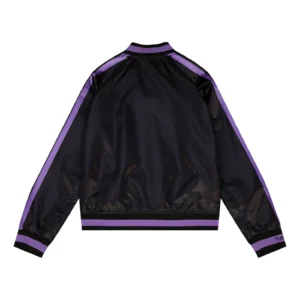 Los Angeles Lakers Women’s Raglan Black Satin Varsity Jacket 1