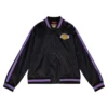 Los Angeles Lakers Women’s Raglan Black Satin Varsity Jacket