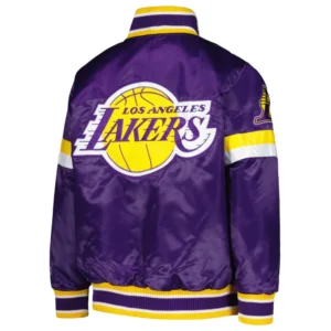 Los Angeles Lakers Youth Home Game Purple Satin Varsity Jacket 1