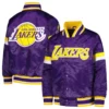 Los Angeles Lakers Youth Home Game Purple Satin Varsity Jacket 2