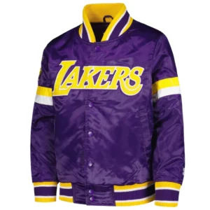 Los Angeles Lakers Youth Home Game Purple Satin Varsity Jacket