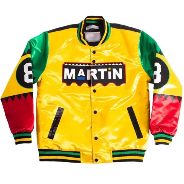 Martin Lawrence 8 Ball Men's Varsity Yellow Satin Jacket