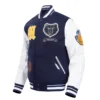 Memphis Grizzlies City Centric Blue Satin Varsity Jacket 1