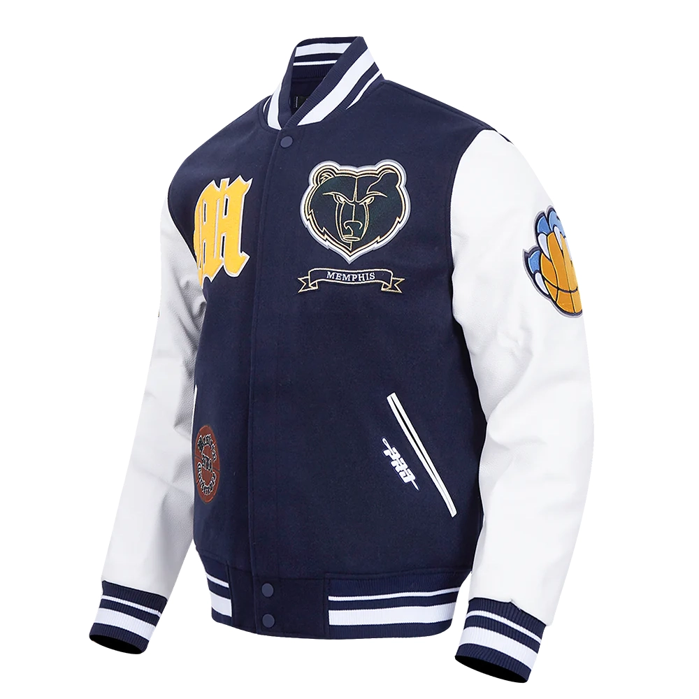 Memphis Grizzlies City Centric Blue Satin Varsity Jacket 1