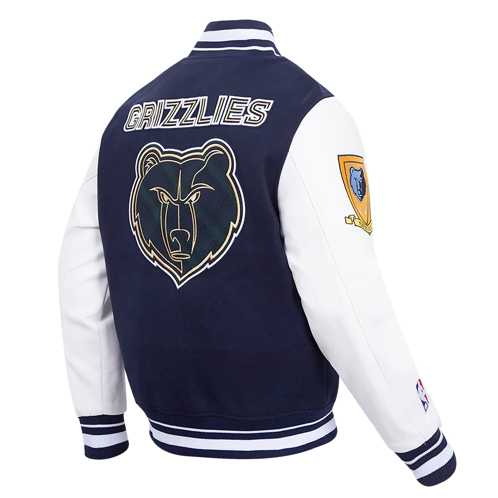 Memphis Grizzlies City Centric Blue Satin Varsity Jacket 2