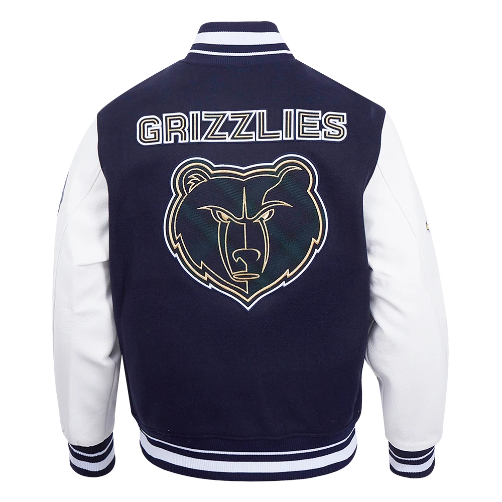 Memphis Grizzlies City Centric Blue Satin Varsity Jacket 3