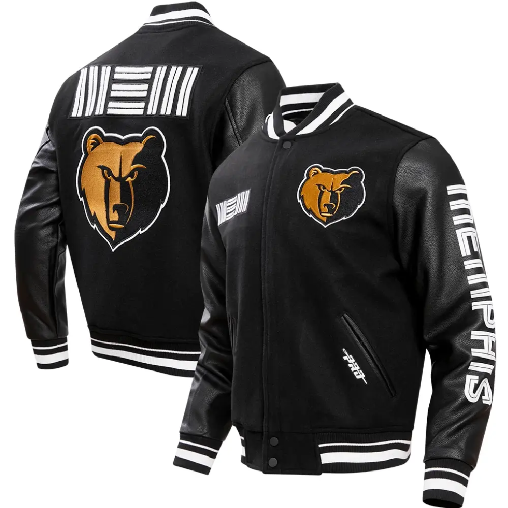 Memphis Grizzlies City Edition Wool and Leather Black Varsity Jacket 2