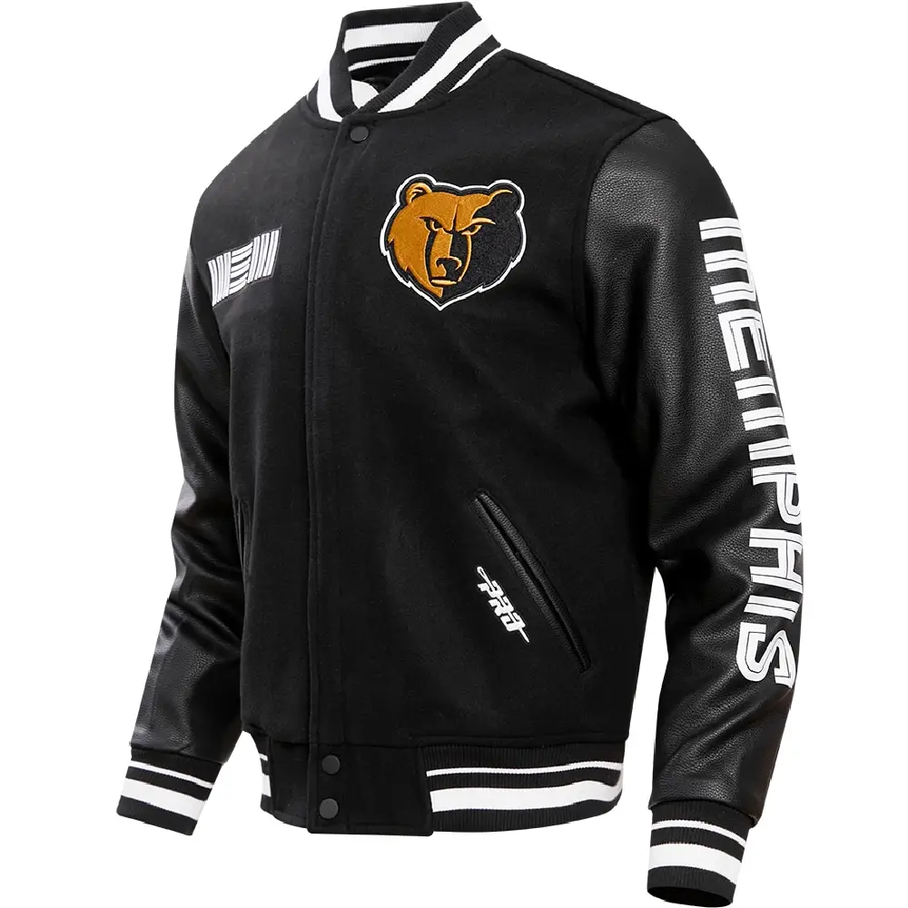 Memphis Grizzlies City Edition Wool and Leather Black Varsity Jacket