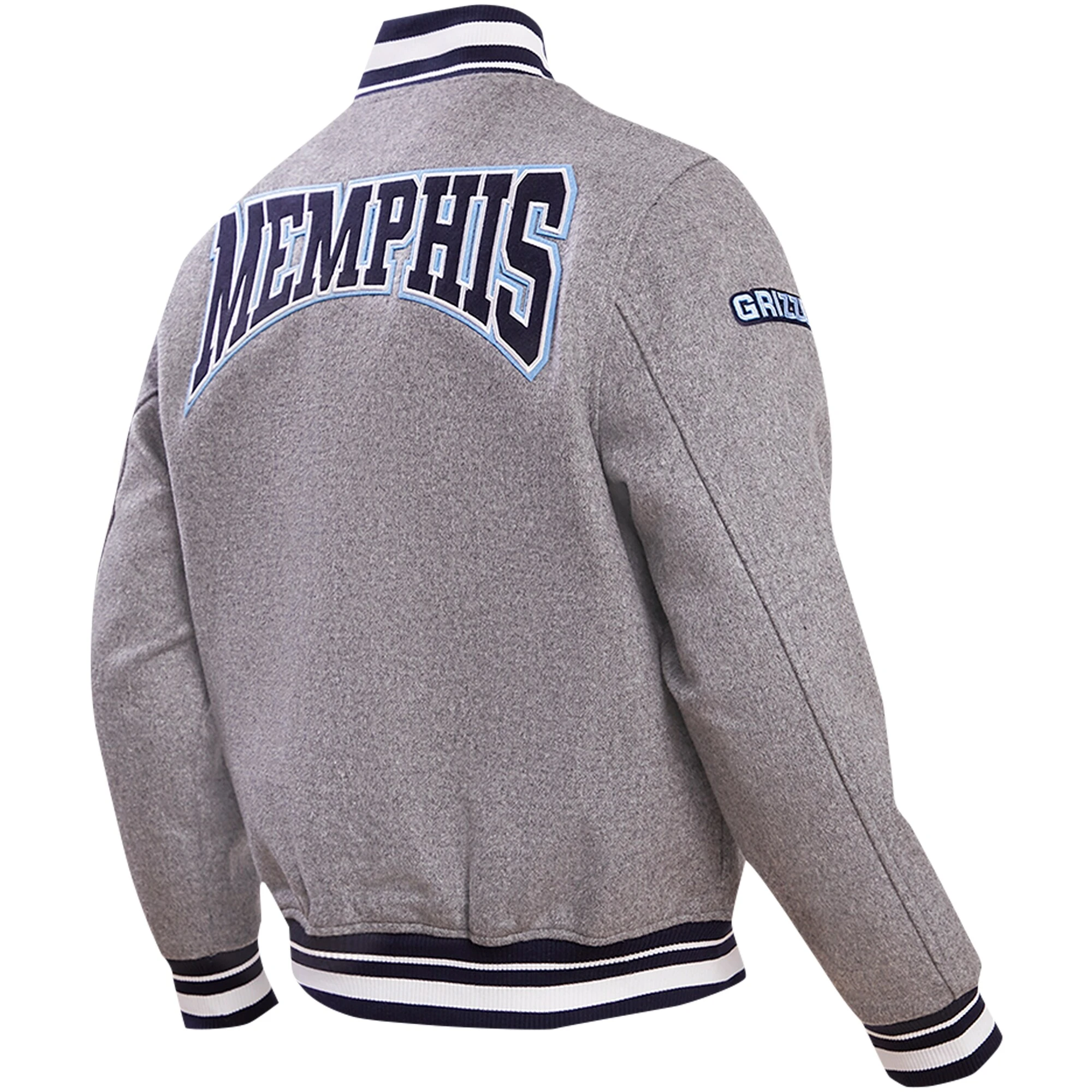 Memphis Grizzlies Crest Emblem Gray Wool Varsity Jacket 1