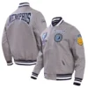 Memphis Grizzlies Crest Emblem Gray Wool Varsity Jacket 3