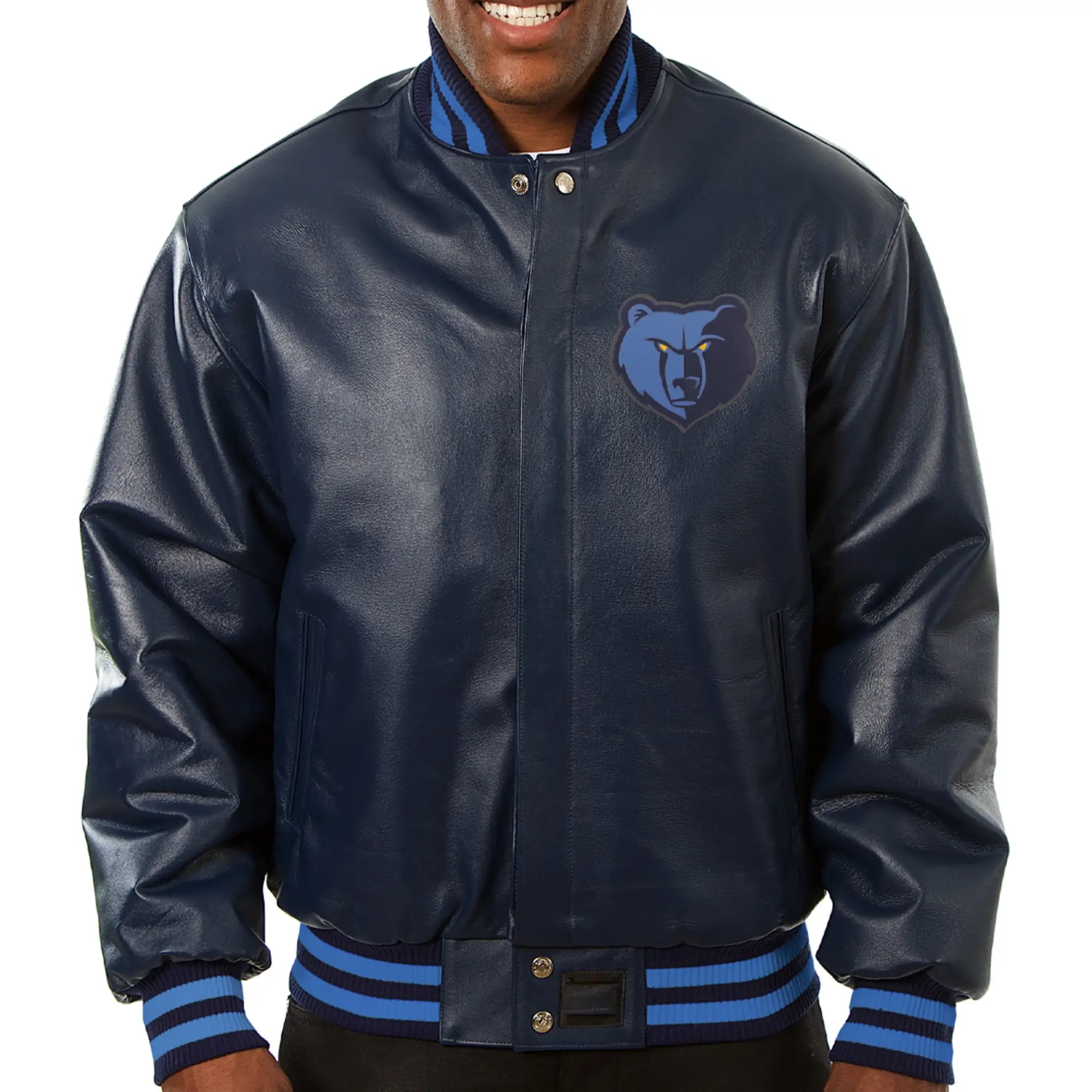 Memphis Grizzlies Full Leather Varsity Navy Blue Jacket