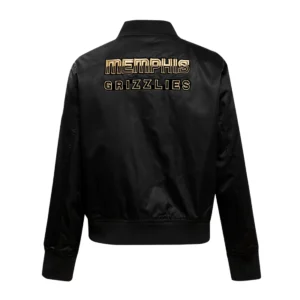 Memphis Grizzlies Holiday Glam Women’s Black Satin Varsity Jacket 3