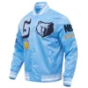 Memphis Grizzlies Mashup Full-Snap Blue Satin Varsity Jacket 1
