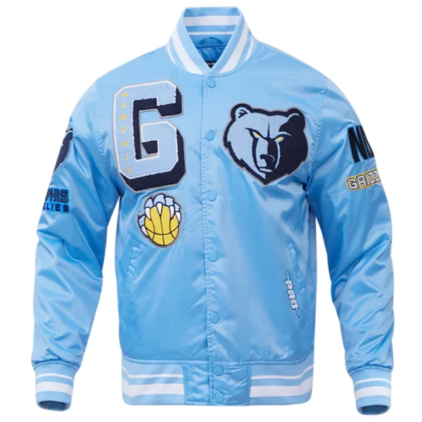 Memphis Grizzlies Mashup Full-Snap Blue Satin Varsity Jacket