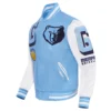 Memphis Grizzlies Mashup Wool & Leather Blue Varsity Jacket 1