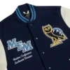 Memphis Grizzlies OVO X Wool & Leather Navy Blue and White Varsity Jacket 2