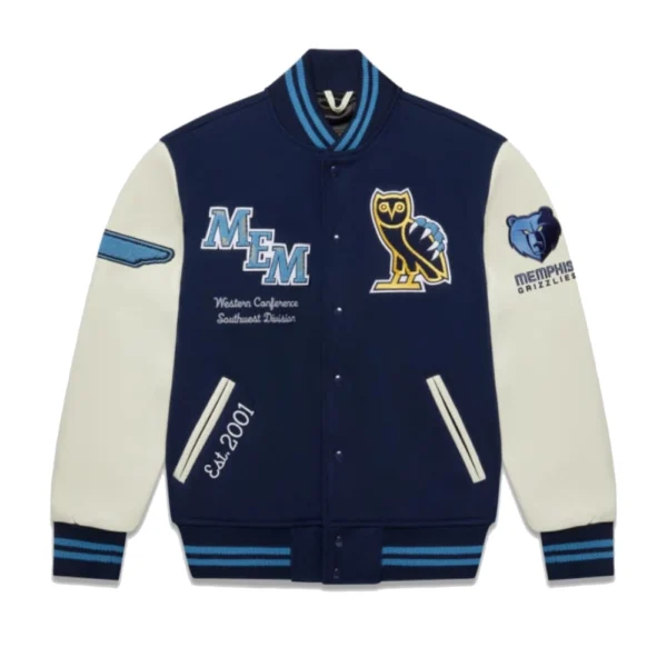 Memphis Grizzlies OVO X Wool and Leather Varsity Jacket