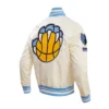 Memphis Grizzlies Retro Classic Full-Snap Satin Varsity Cream Jacket 1