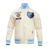 Memphis Grizzlies Retro Classic Full-Snap Satin Varsity Cream Jacket