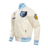 Memphis Grizzlies Retro Classic Full-Snap Satin Varsity Cream Jacket 6