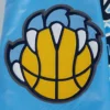 Memphis Grizzlies Script Tail Blue Satin Varsity Jacket 6