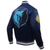 Memphis Grizzlies Script Tail Full-Snap Navy Satin Varsity Jacket 2
