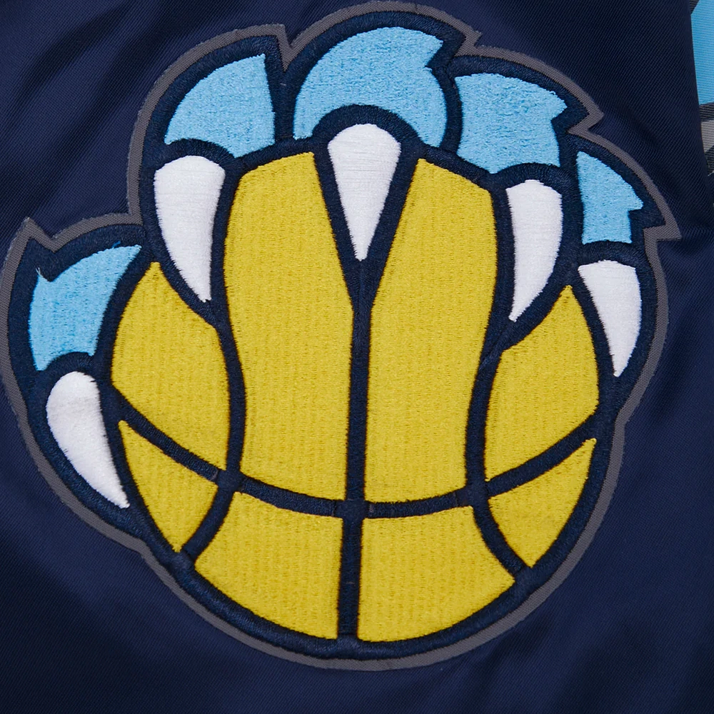 Memphis Grizzlies Script Tail Full-Snap Navy Satin Varsity Jacket 5