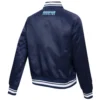 Memphis Grizzlies Script Tail Women’s Full-Snap Navy Satin Varsity Jacket 2