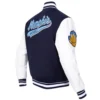 Memphis Grizzlies Script Tail Wool & Leather Varsity Navy and White Jacket 2