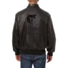 Memphis Grizzlies Shirt Collar Full Leather Bomber Varsity Black Jacket 1