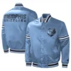 Memphis Grizzlies Slider Full-Snap Blue Satin Varsity Jacket 2