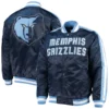 Memphis Grizzlies The Offensive Navy Satin Varsity Jacket 3
