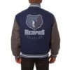 Memphis Grizzlies Two Tone Navy Wool Varsity Jacket 1