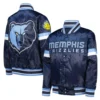 Memphis Grizzlies Youth Home Game Navy Satin Varsity Jacket 2