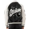 Men’s 8 Ball Black and White Lucky Stadium Top Grain Leather Jacket