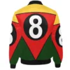 Men's 8 Ball Printed Tri Color Satin Bomber Jacket