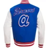 Men’s Atlanta Braves Retro Classic Rib Knitted Wool & Leather Varsity Jacket 1