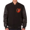 Men's Baltimore Orioles One Color Black Wool Varsity Jacket