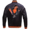 Men’s Baltimore Orioles Retro Classic Black Satin Varsity Jacket 1