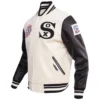 Men’s Chicago White Sox Retro Classic Rib Knitted WhiteBlack Varsity Jacket 2