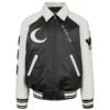 Men's Eight Ball Black and White Lucky Stadium Leather Jacket