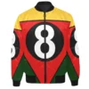 Men's Eight Ball Printed Multi Color Satin Bomber Jacket