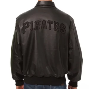 Men's Pittsburgh Pirates Full Black Bomber Varsity Real Leather Jacket