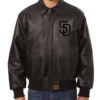 Men's San Diego Padres Full Black Bomber Varsity Leather Jacket